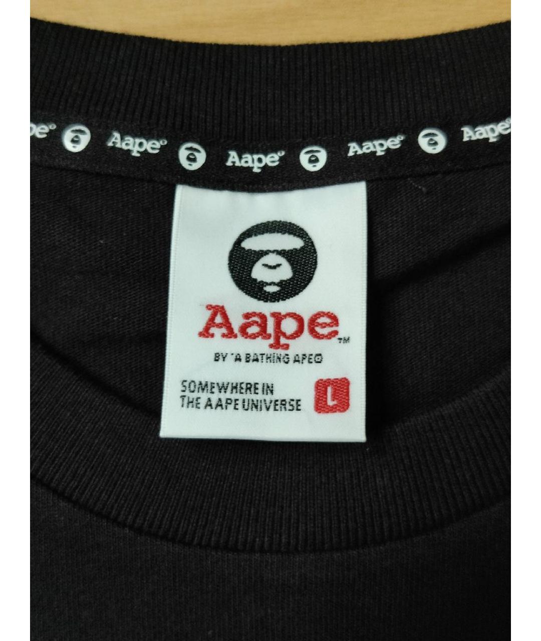 A BATHING APE Черная хлопковая футболка, фото 4