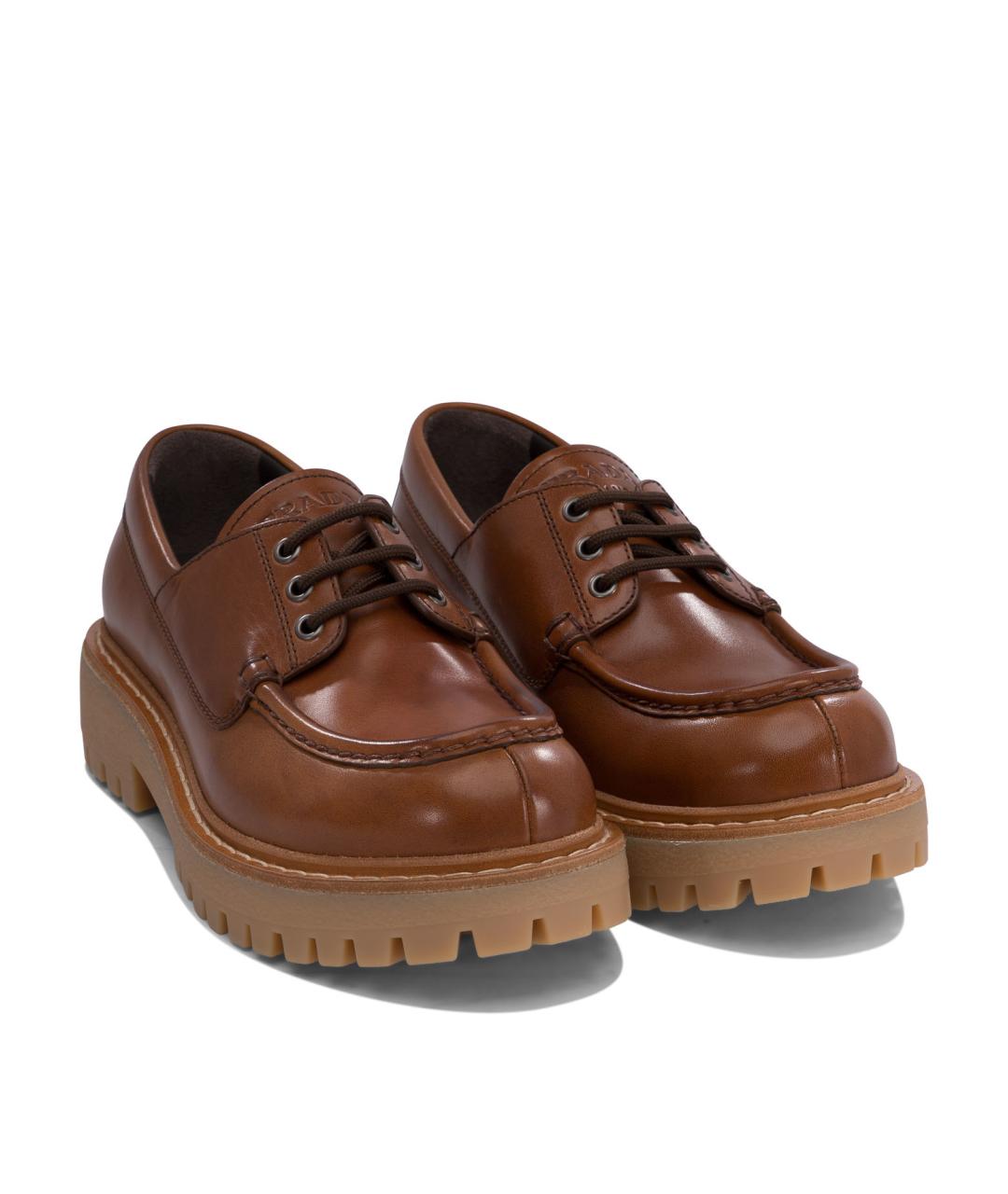 PRADA Коричневые кожаные лоферы, фото 2