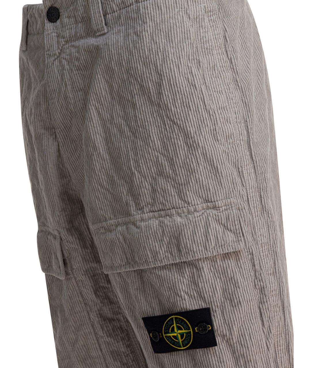 STONE ISLAND Серые хлопковые повседневные брюки, фото 4