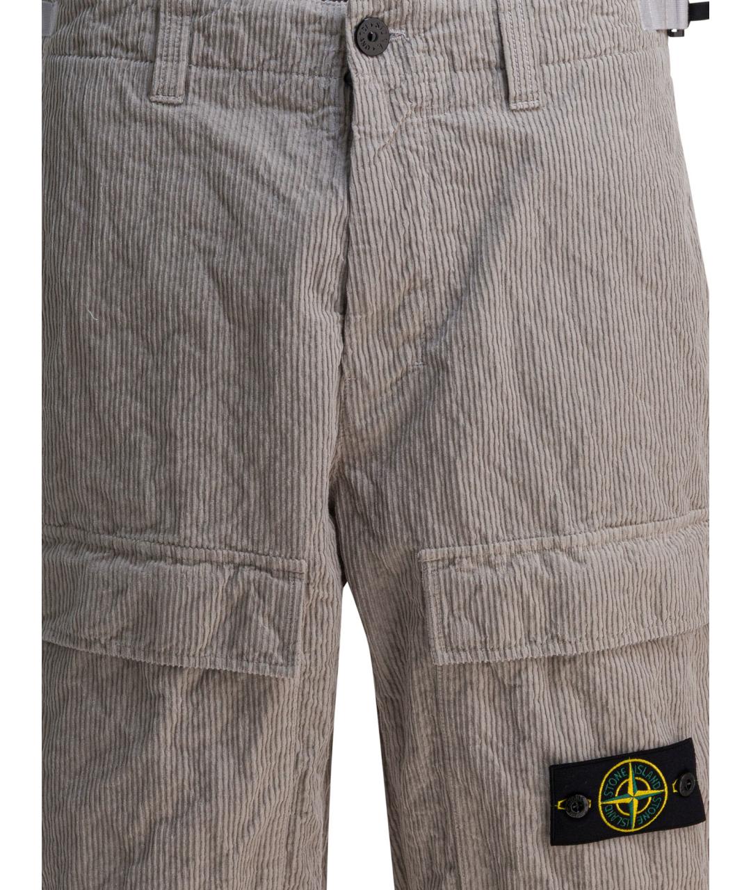 STONE ISLAND Серые хлопковые повседневные брюки, фото 3