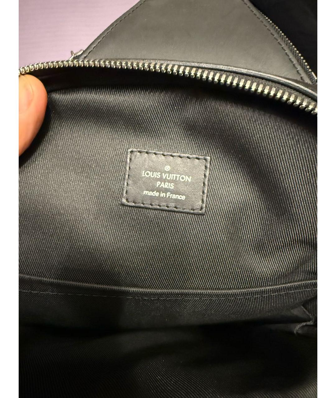 LOUIS VUITTON Черная кожаная сумка на плечо, фото 7