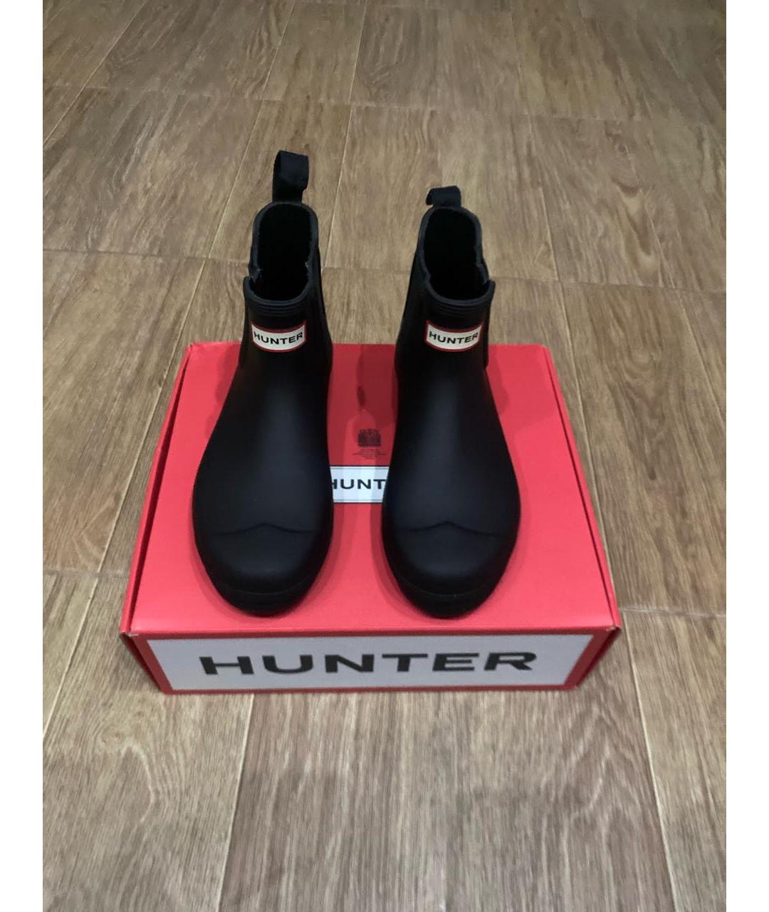 HUNTER Черные резиновые полусапоги, фото 2