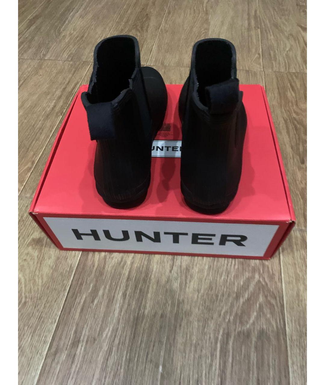 HUNTER Черные резиновые полусапоги, фото 4