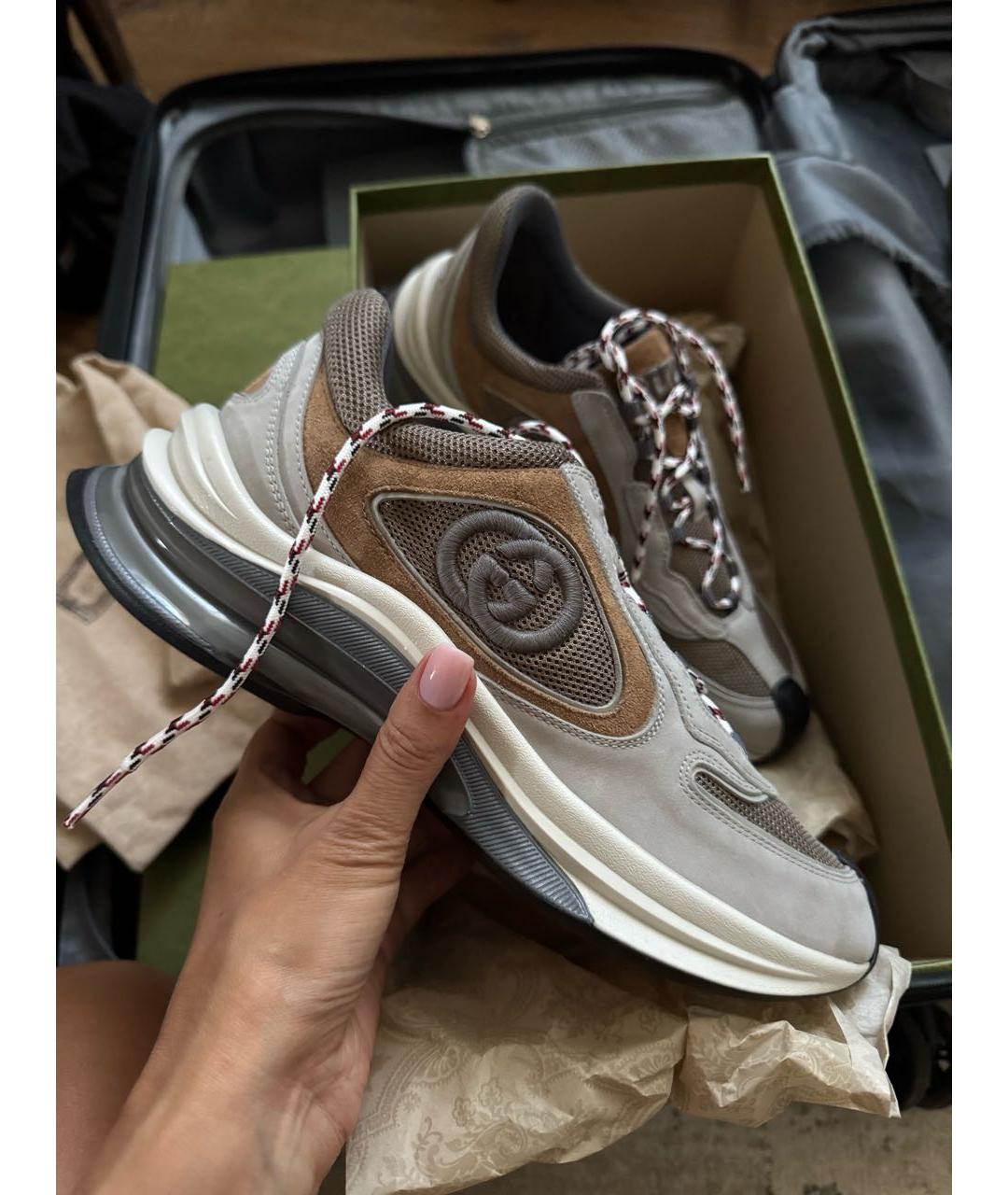 GUCCI Серые замшевые кроссовки, фото 2