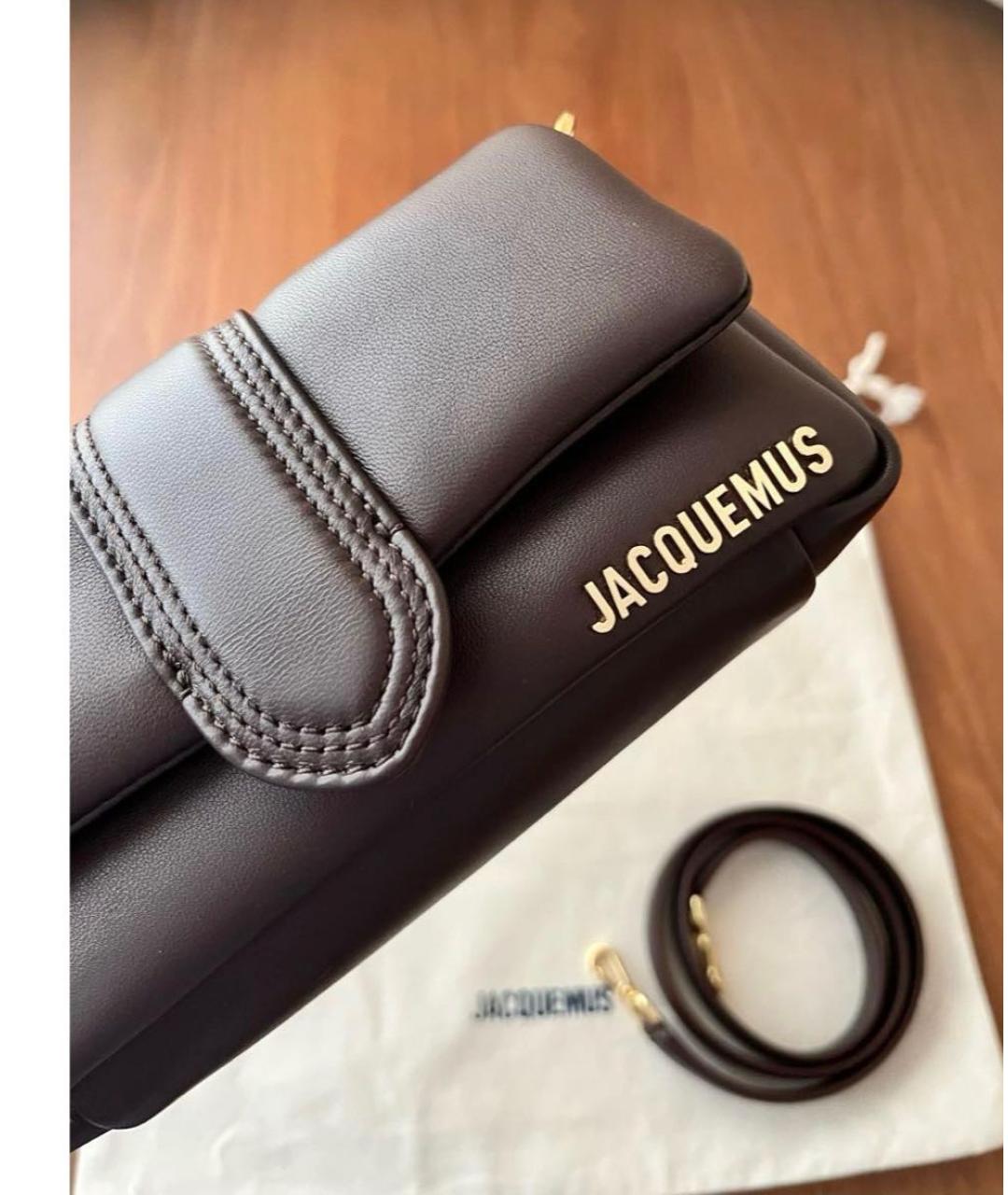 JACQUEMUS Бордовая кожаная сумка через плечо, фото 4