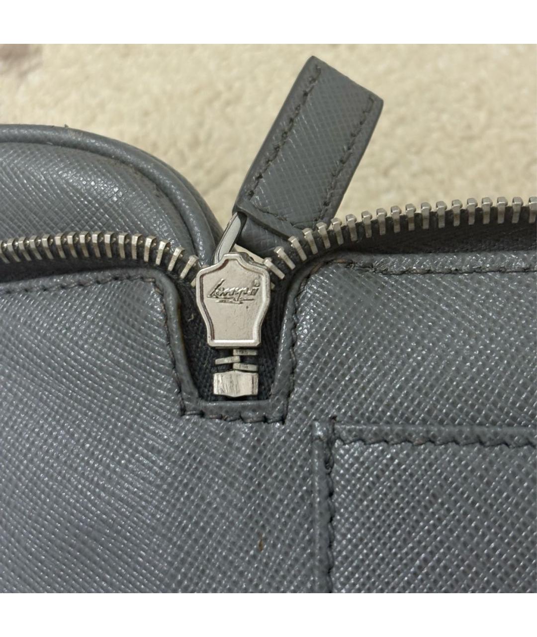 PRADA Серый кожаный портфель, фото 8