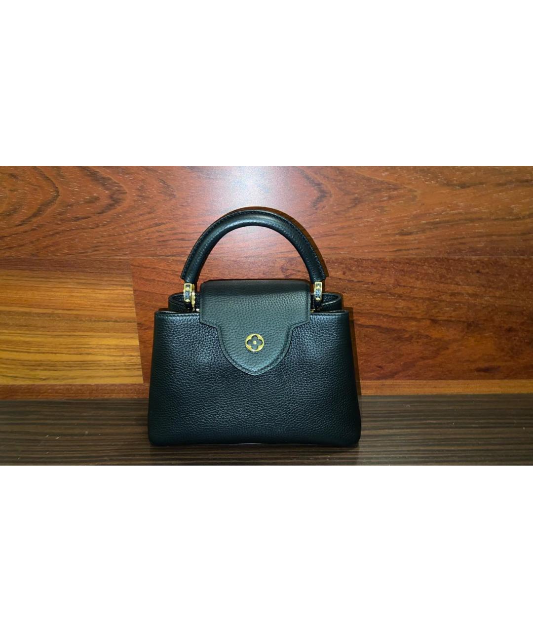 LOUIS VUITTON Черная кожаная сумка с короткими ручками, фото 2