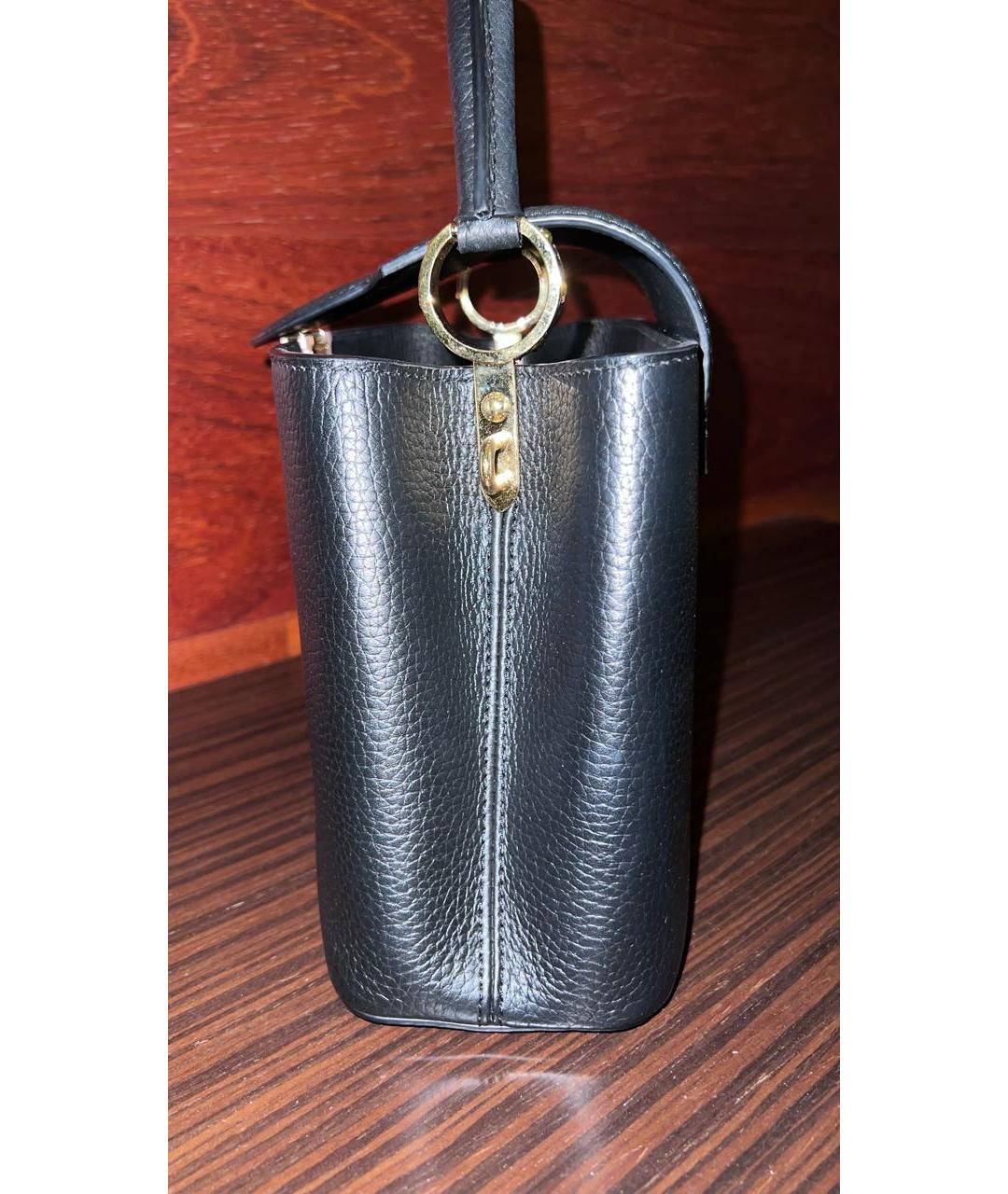 LOUIS VUITTON Черная кожаная сумка с короткими ручками, фото 5