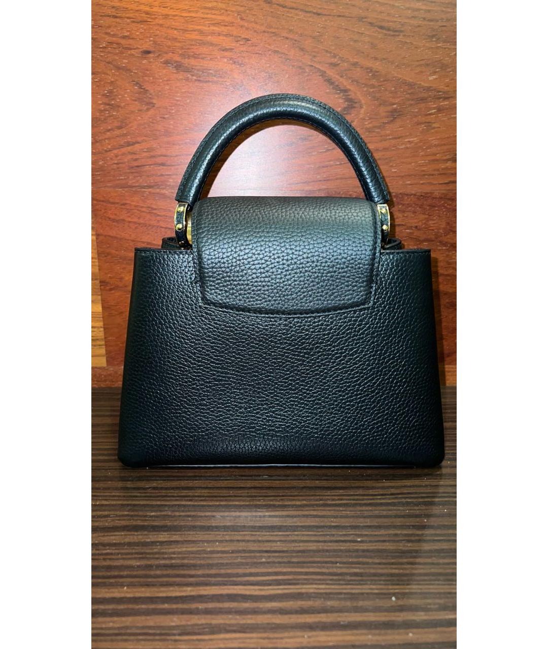 LOUIS VUITTON Черная кожаная сумка с короткими ручками, фото 6