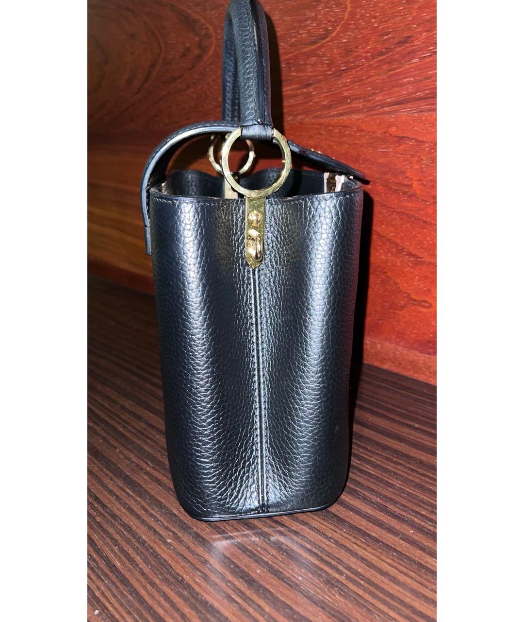 LOUIS VUITTON Черная кожаная сумка с короткими ручками, фото 4