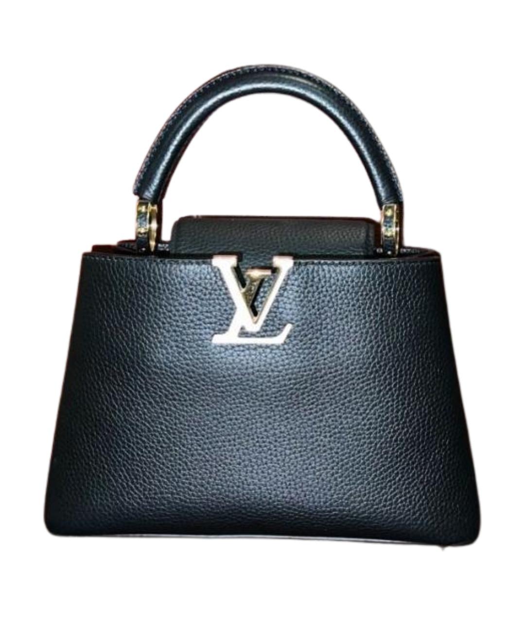 LOUIS VUITTON Черная кожаная сумка с короткими ручками, фото 1