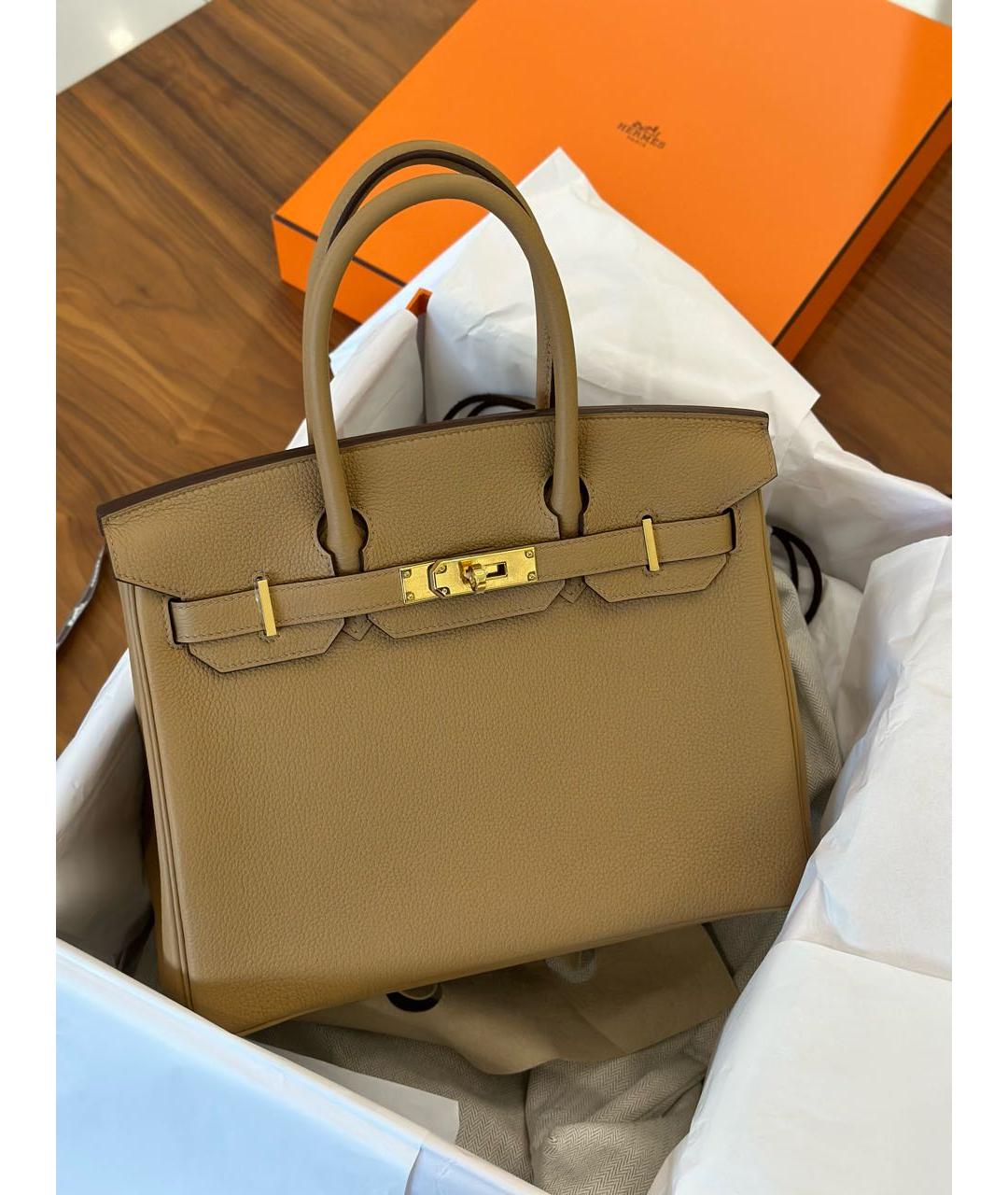 HERMES Бежевая кожаная сумка тоут, фото 2
