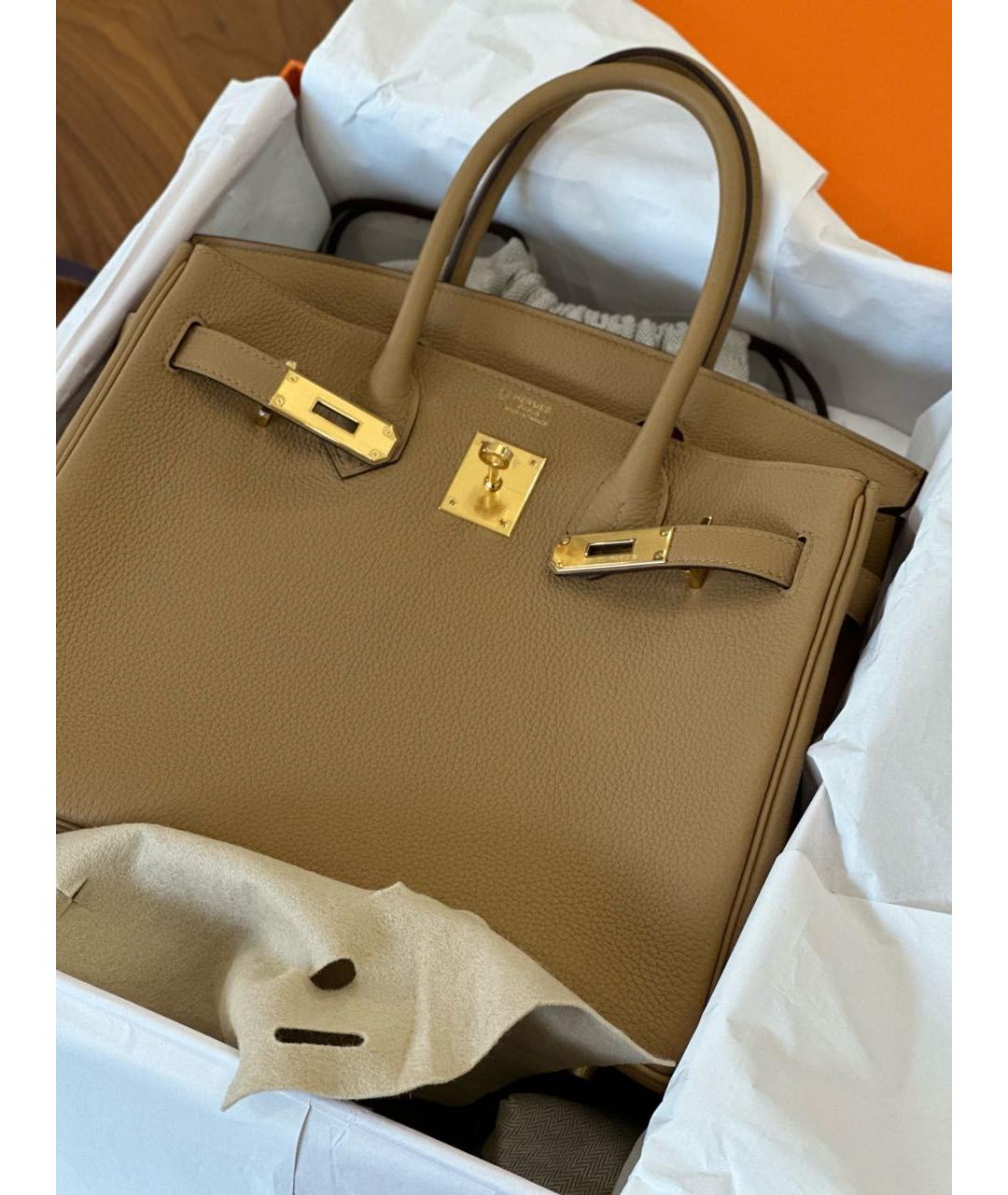 HERMES Бежевая кожаная сумка тоут, фото 4