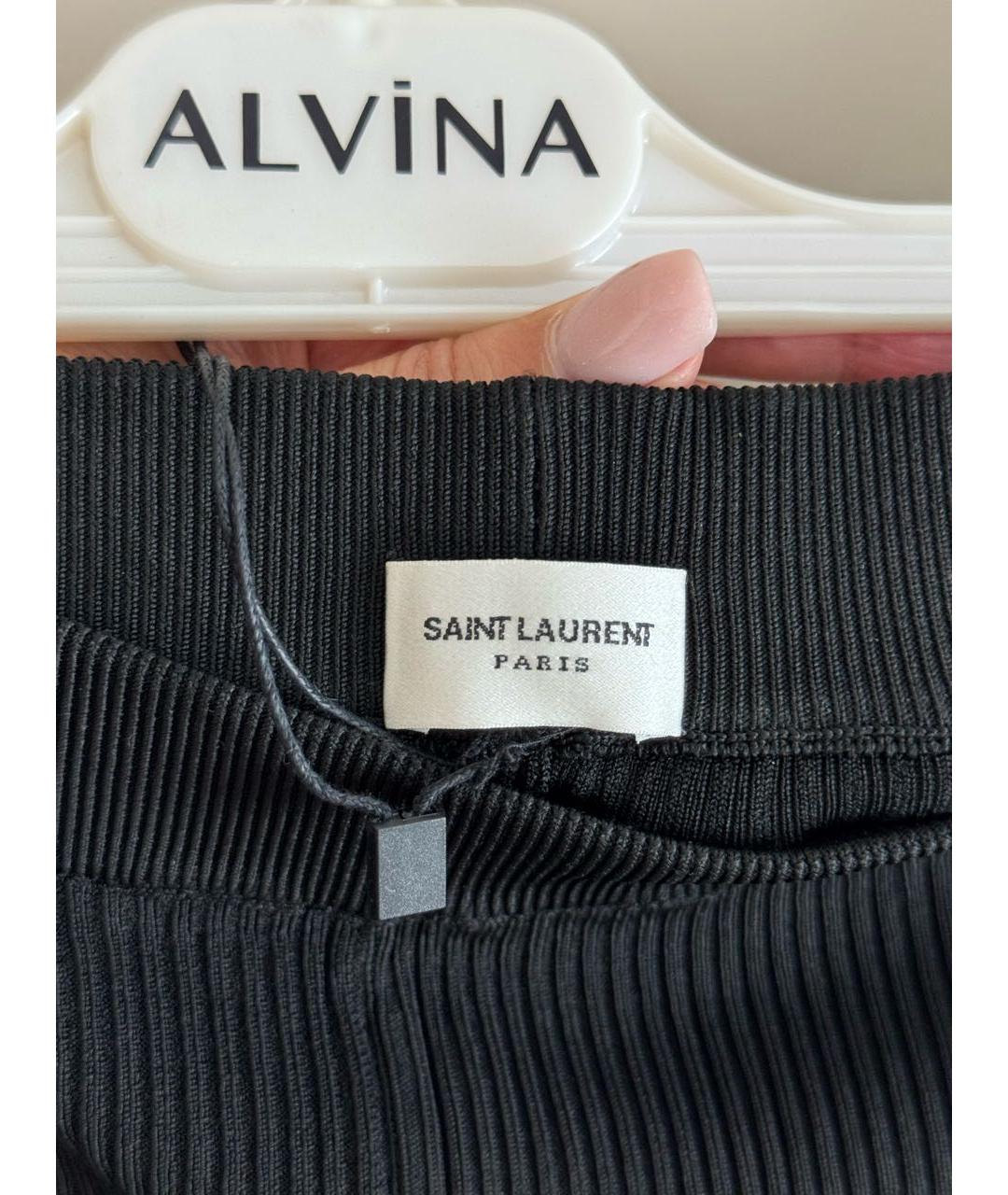 SAINT LAURENT Черные вискозные леггинсы и велосипедки, фото 4