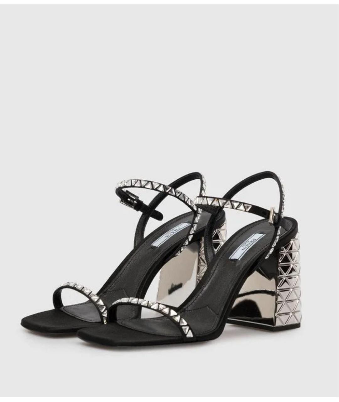 PRADA Черные текстильные босоножки, фото 2