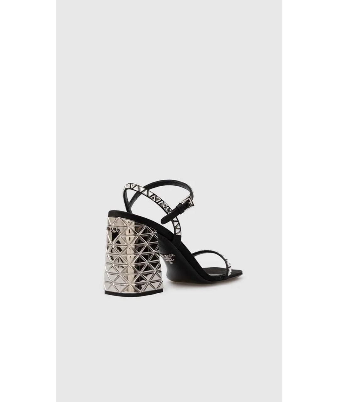 PRADA Черные текстильные босоножки, фото 7