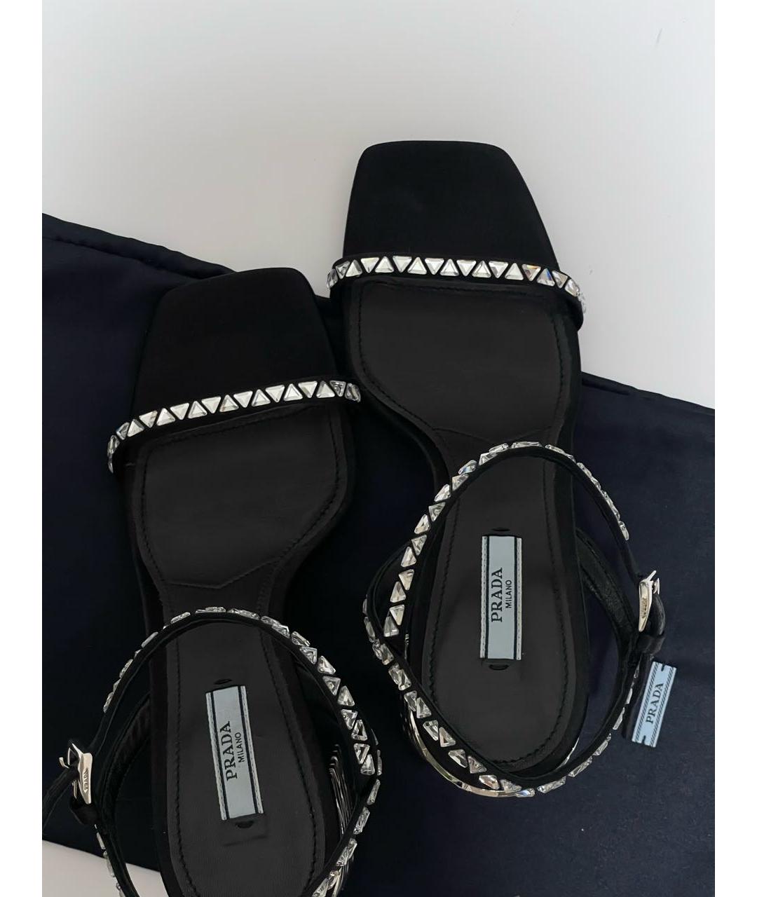 PRADA Черные текстильные босоножки, фото 4