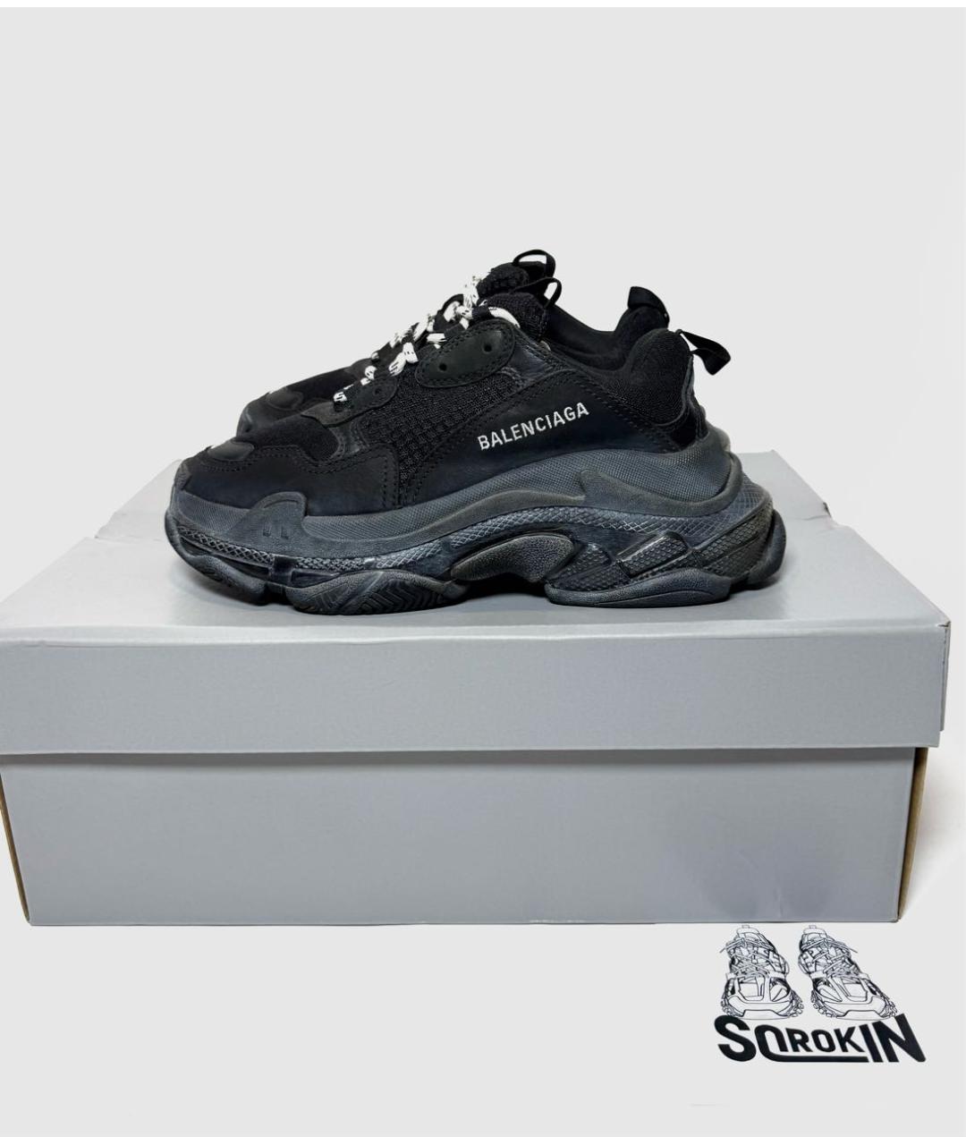 BALENCIAGA Черные кожаные кроссовки, фото 8