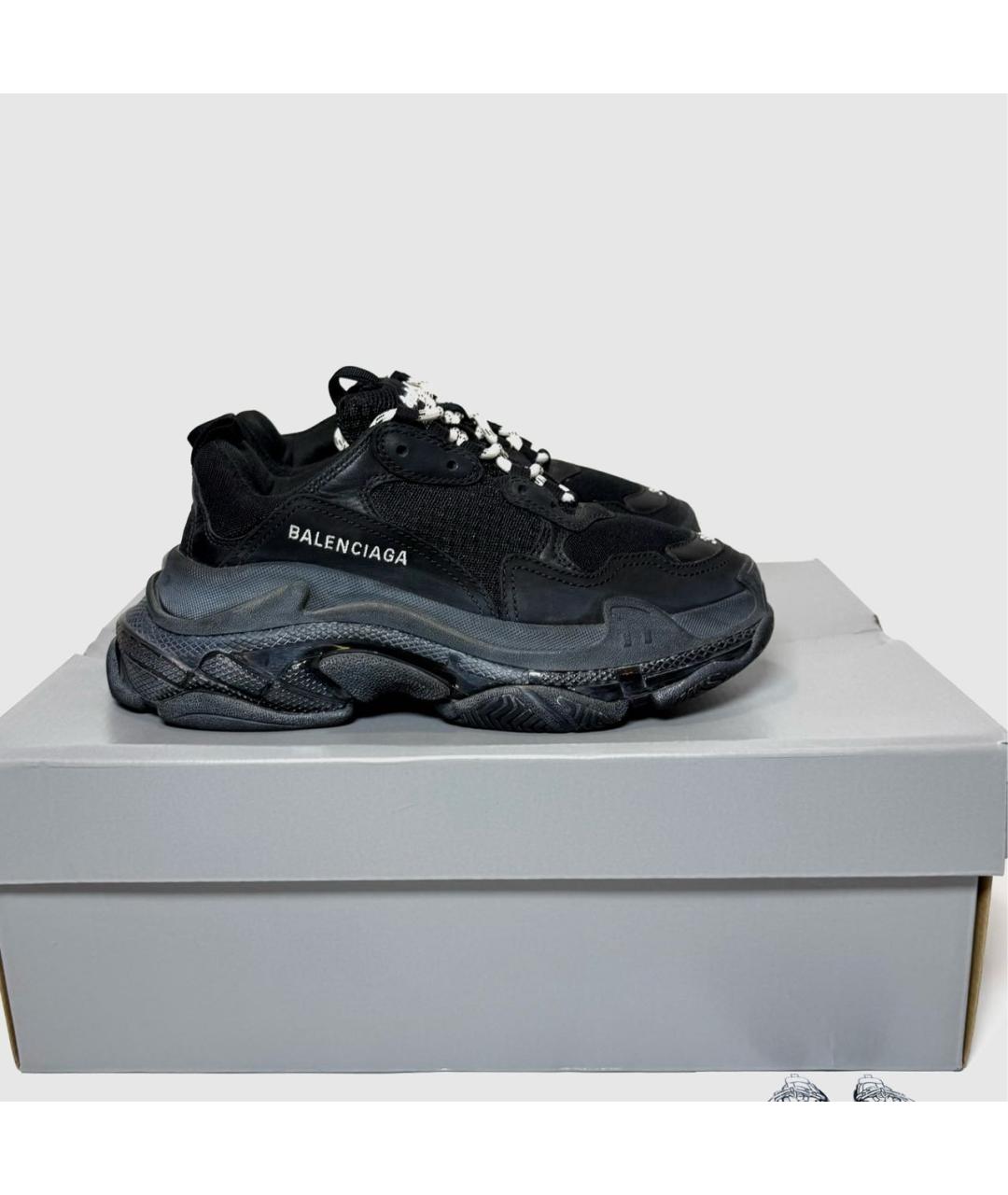 BALENCIAGA Черные кожаные кроссовки, фото 9