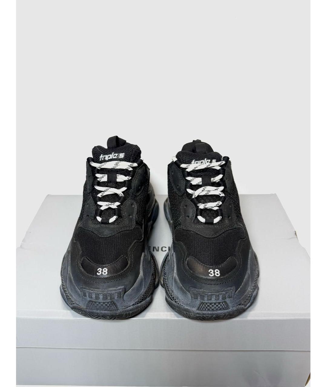 BALENCIAGA Черные кожаные кроссовки, фото 2