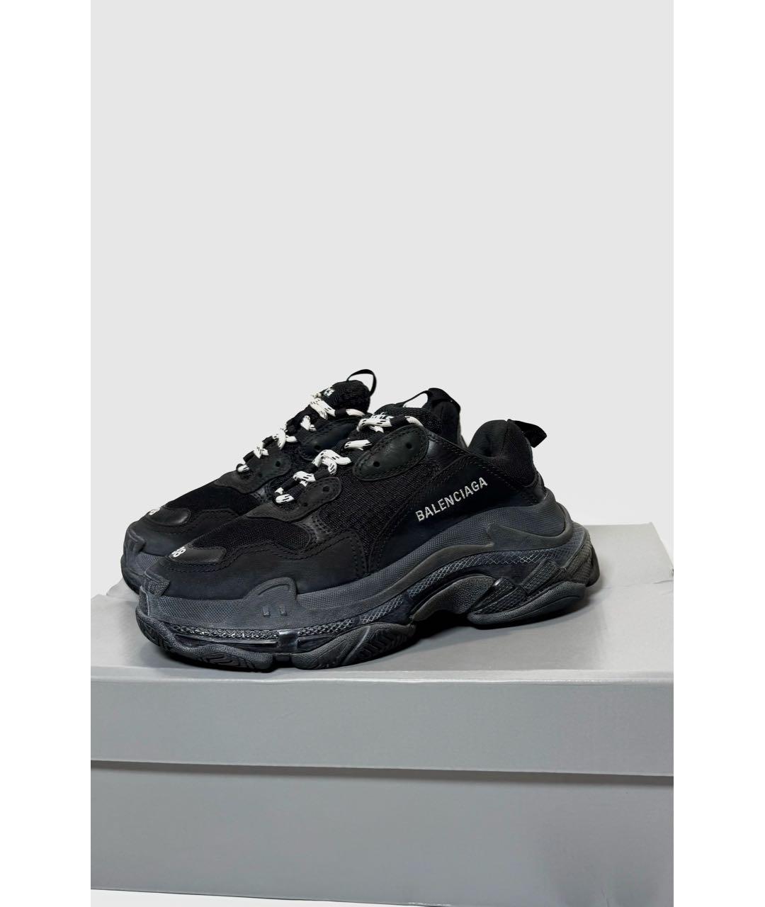 BALENCIAGA Черные кожаные кроссовки, фото 5