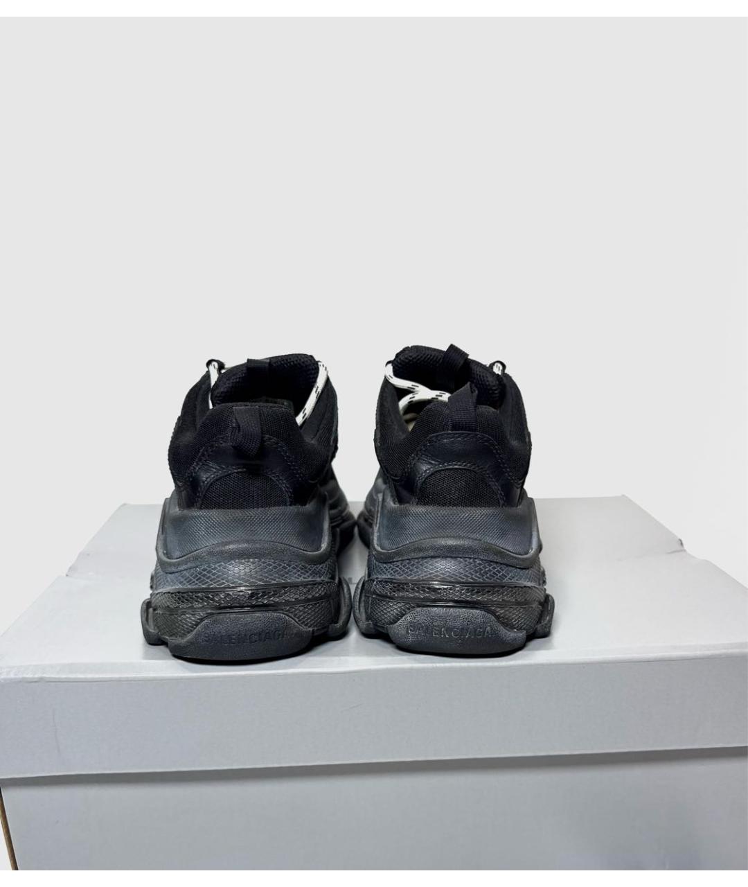 BALENCIAGA Черные кожаные кроссовки, фото 4