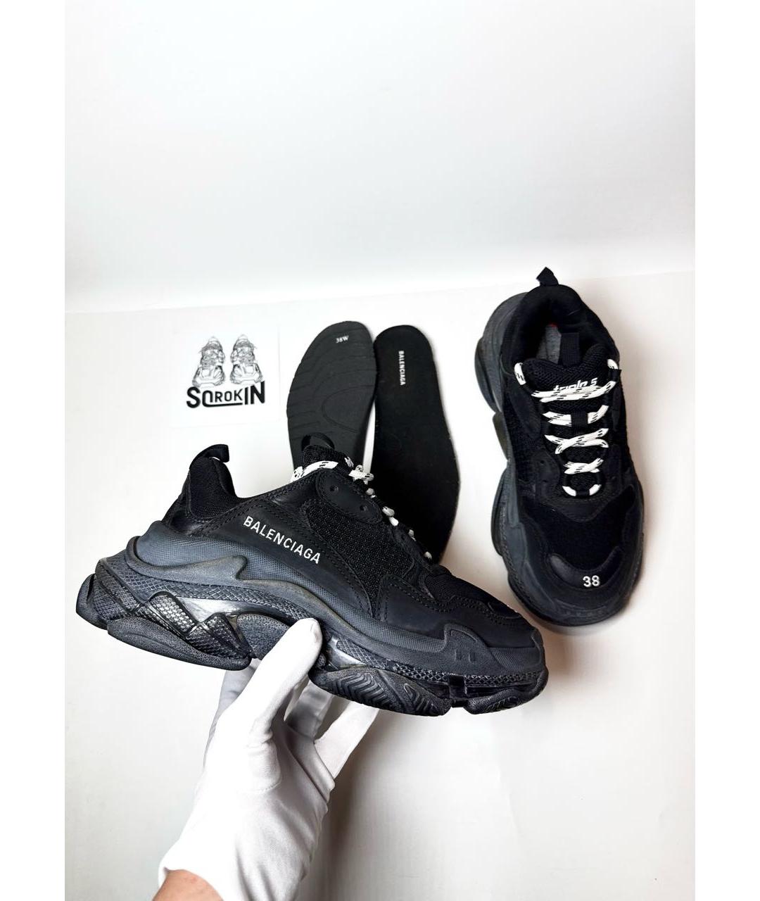 BALENCIAGA Черные кожаные кроссовки, фото 6