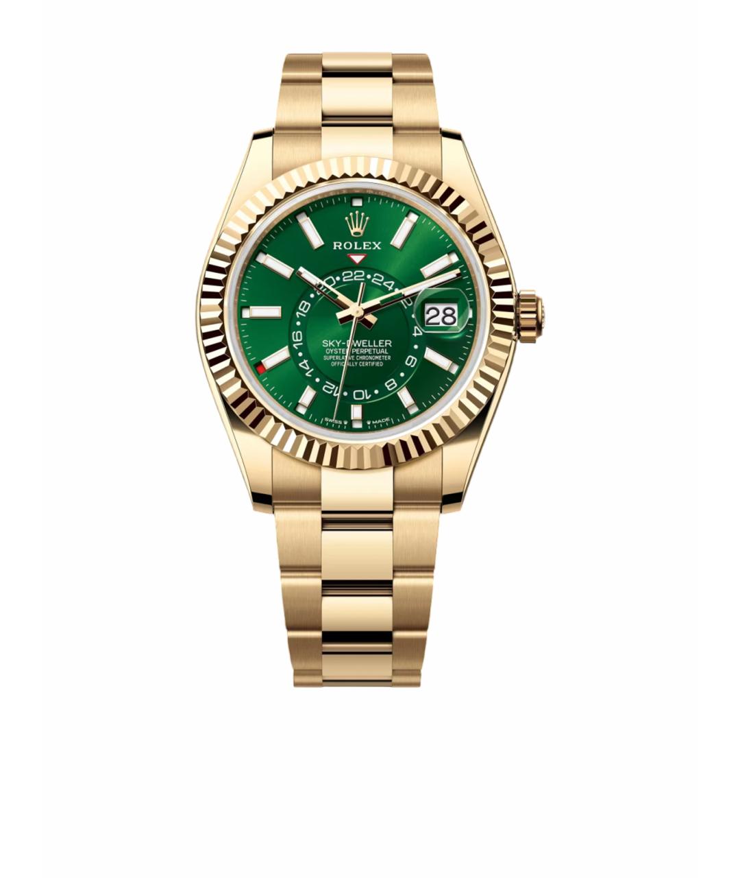 ROLEX Зеленые часы из желтого золота, фото 1