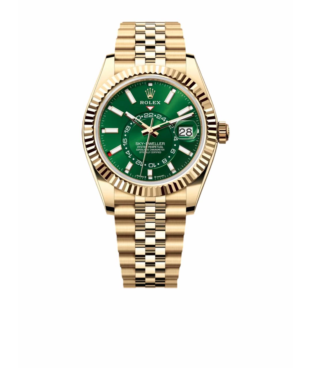 ROLEX Зеленые часы из желтого золота, фото 1