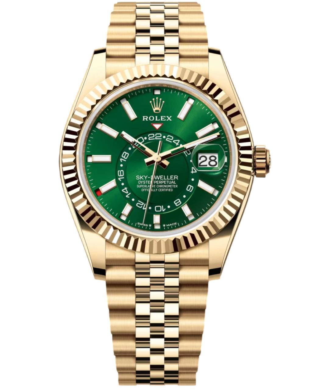 ROLEX Зеленые часы из желтого золота, фото 3