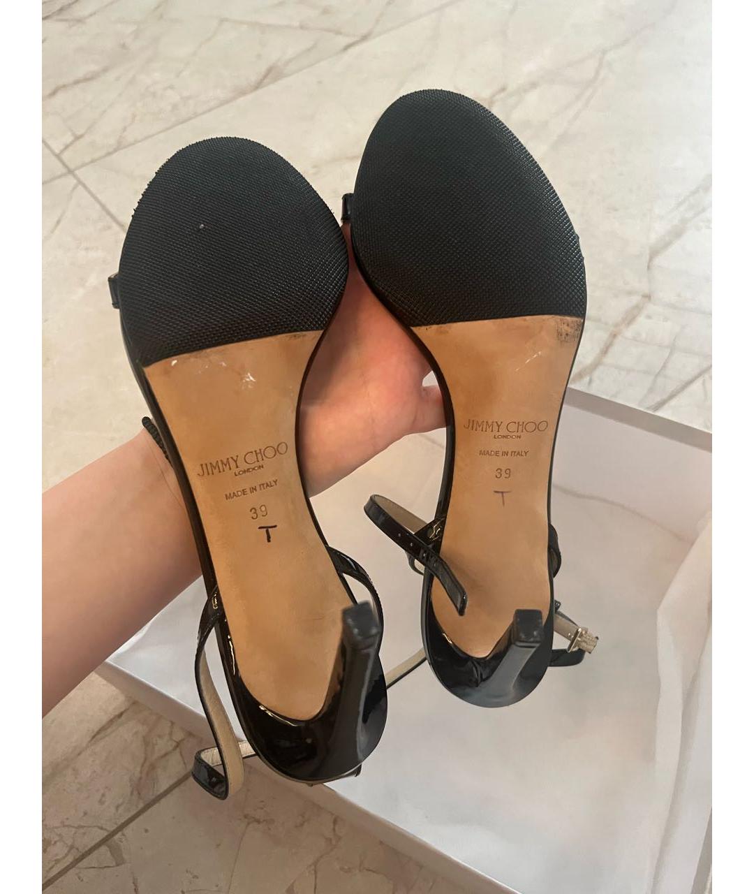 JIMMY CHOO Черные босоножки из лакированной кожи, фото 5