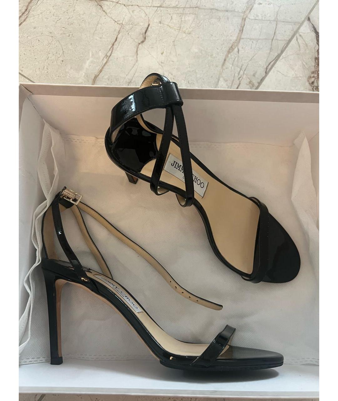 JIMMY CHOO Черные босоножки из лакированной кожи, фото 4
