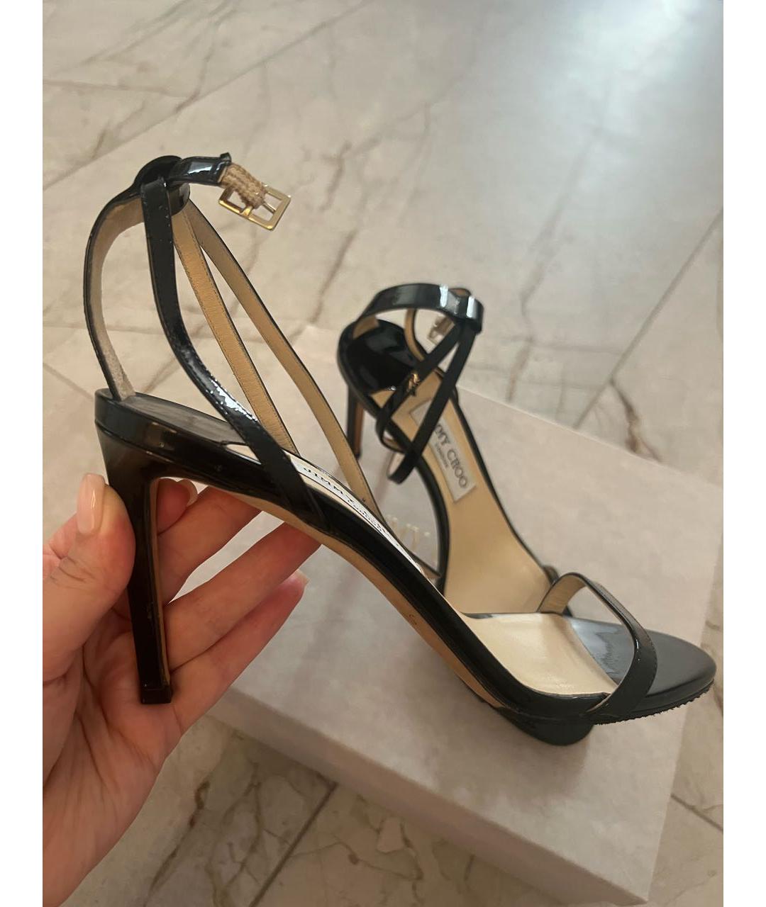 JIMMY CHOO Черные босоножки из лакированной кожи, фото 6