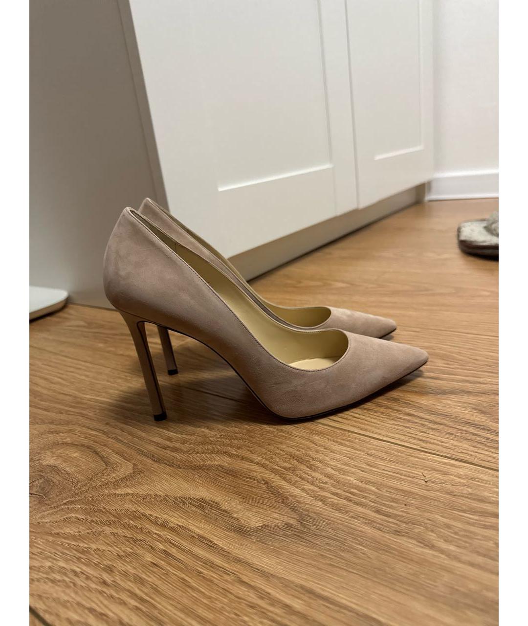 JIMMY CHOO Бежевые замшевые туфли, фото 6