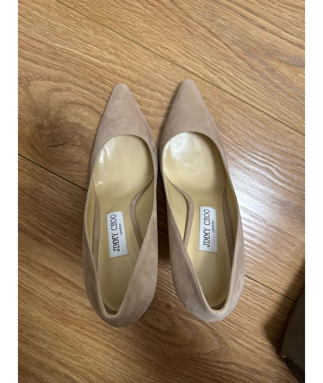 JIMMY CHOO Бежевые замшевые туфли, фото 3