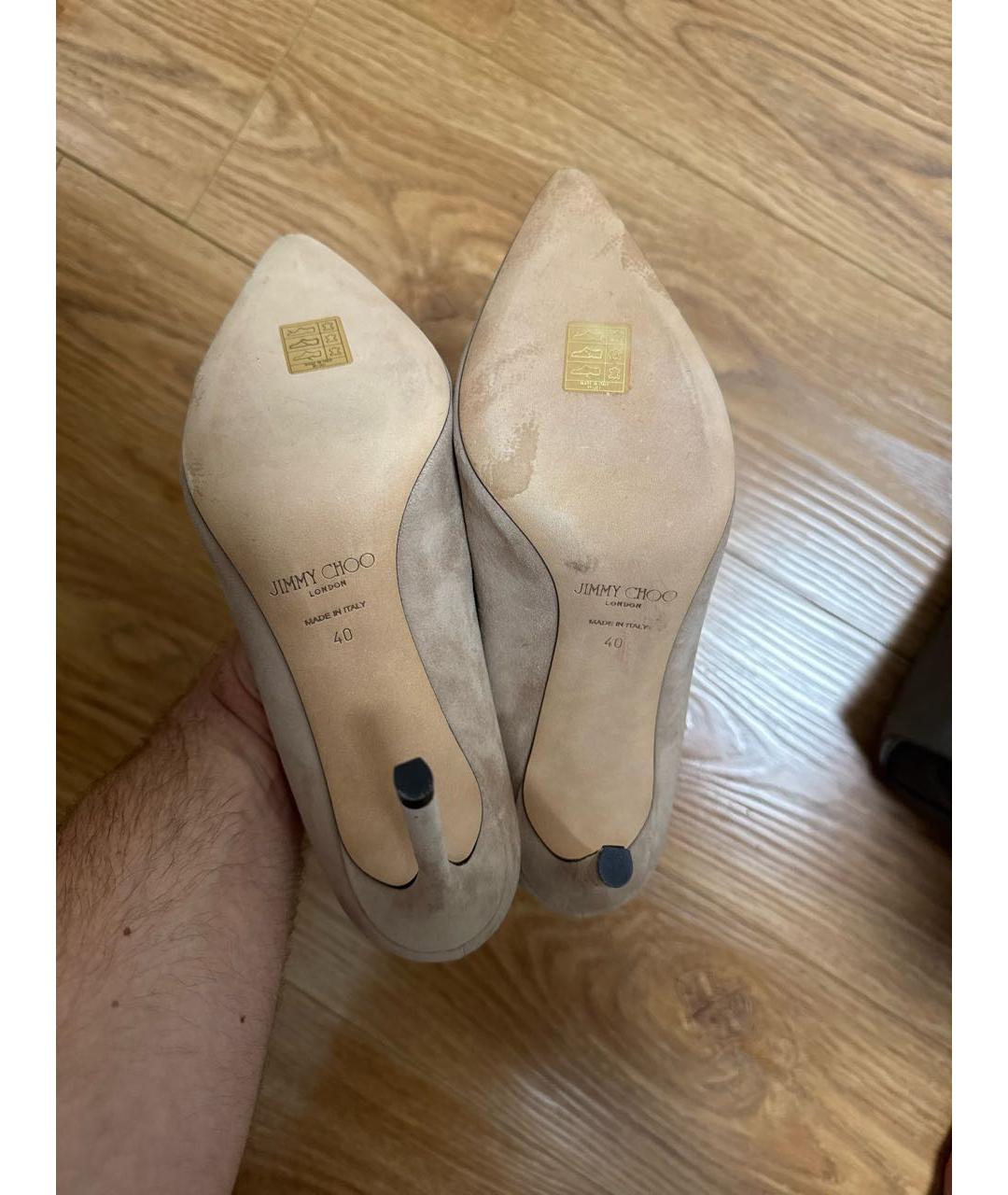 JIMMY CHOO Бежевые замшевые туфли, фото 5