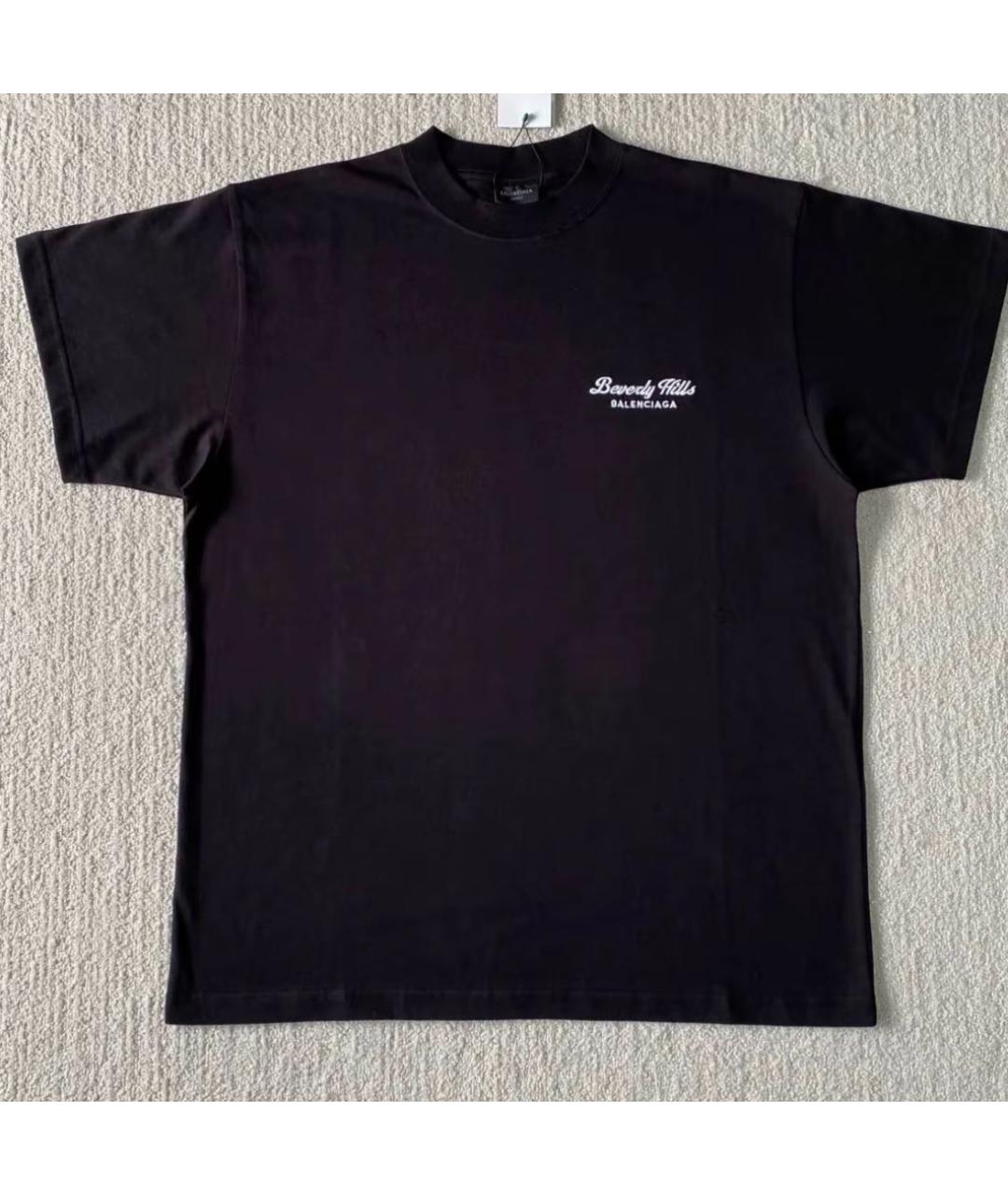 BALENCIAGA Черная хлопковая футболка, фото 2