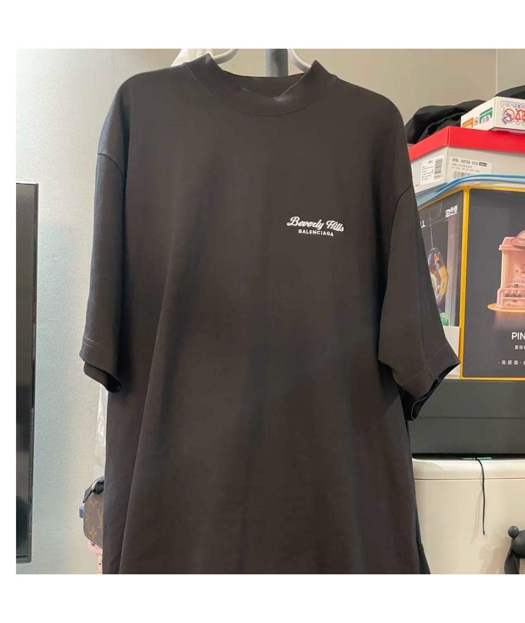 BALENCIAGA Черная хлопковая футболка, фото 4