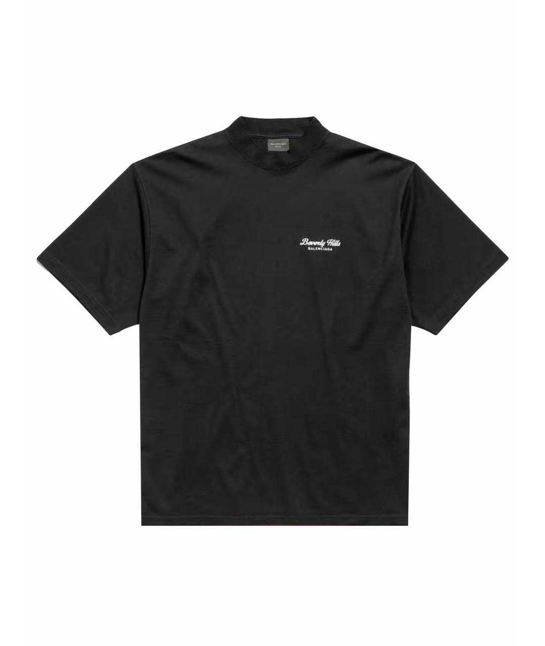 BALENCIAGA Черная хлопко-леновая футболка, фото 1