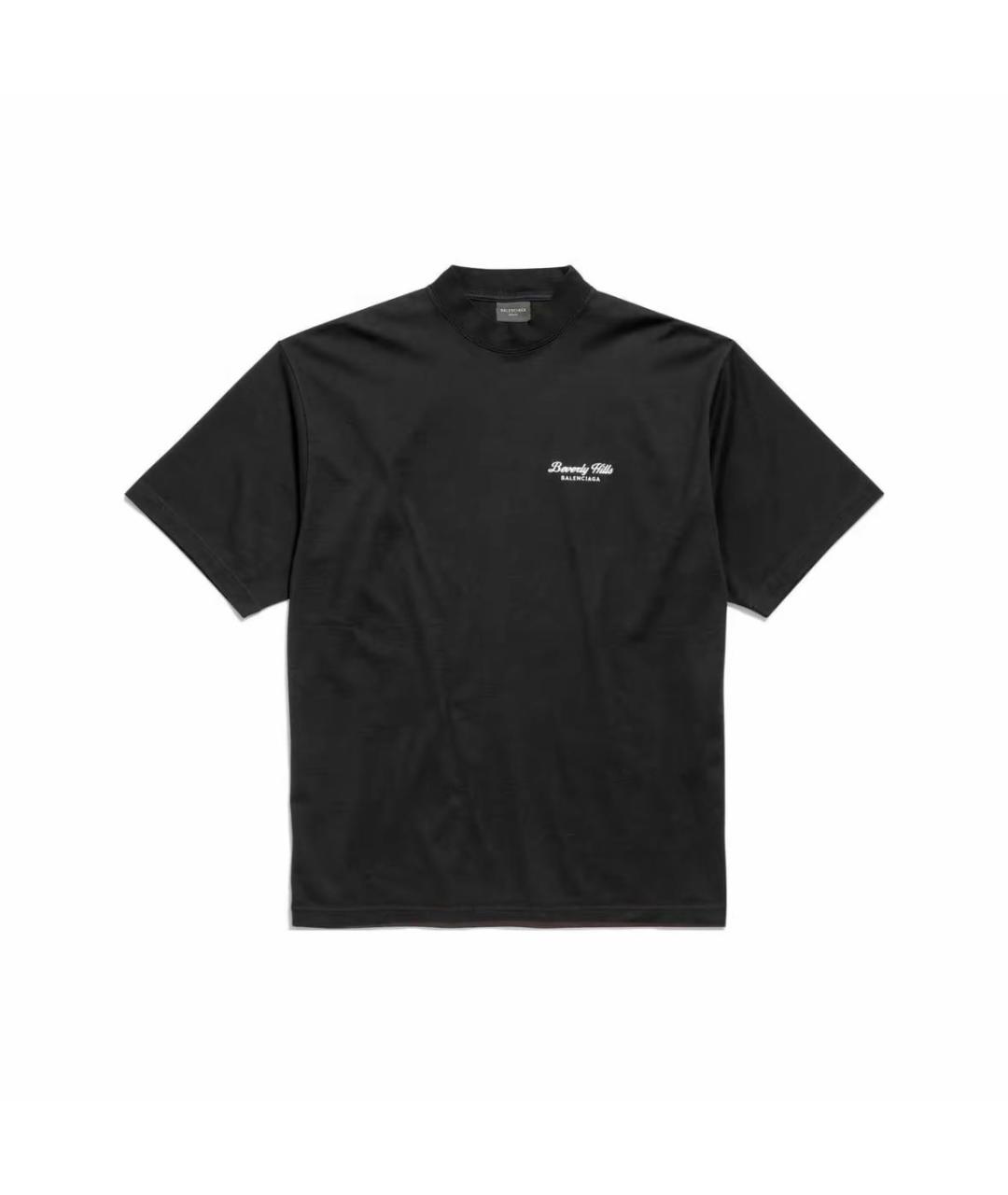 BALENCIAGA Черная хлопко-леновая футболка, фото 4