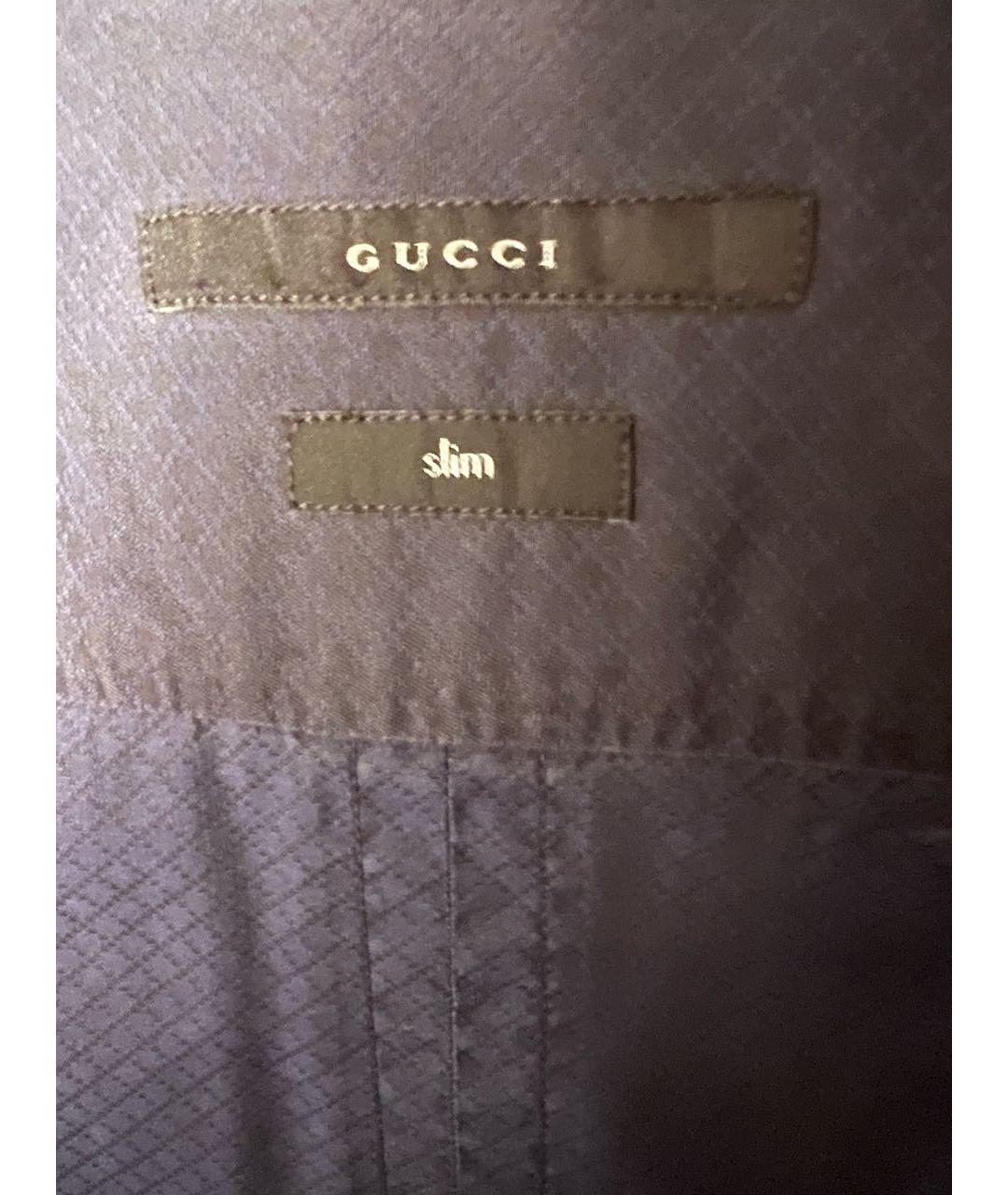 GUCCI Темно-синяя хлопковая кэжуал рубашка, фото 3