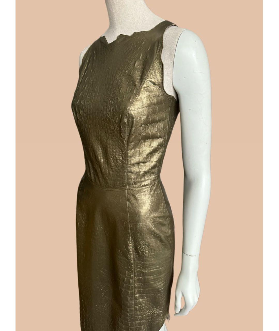 MUGLER VINTAGE Золотое кожаное платье, фото 3
