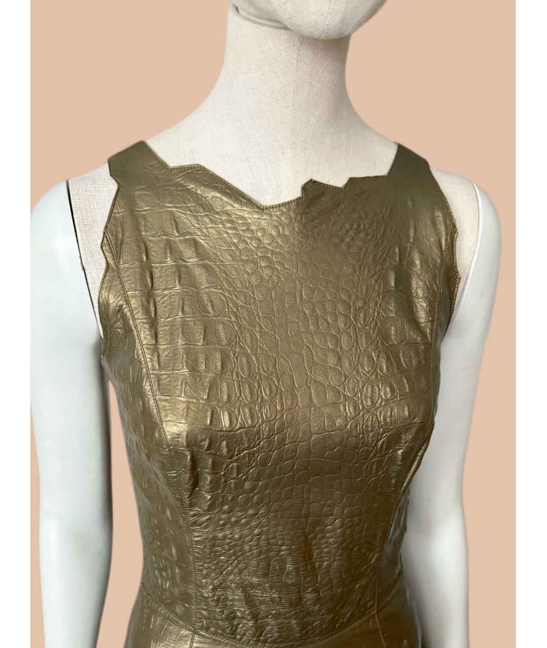 MUGLER VINTAGE Золотое кожаное платье, фото 5