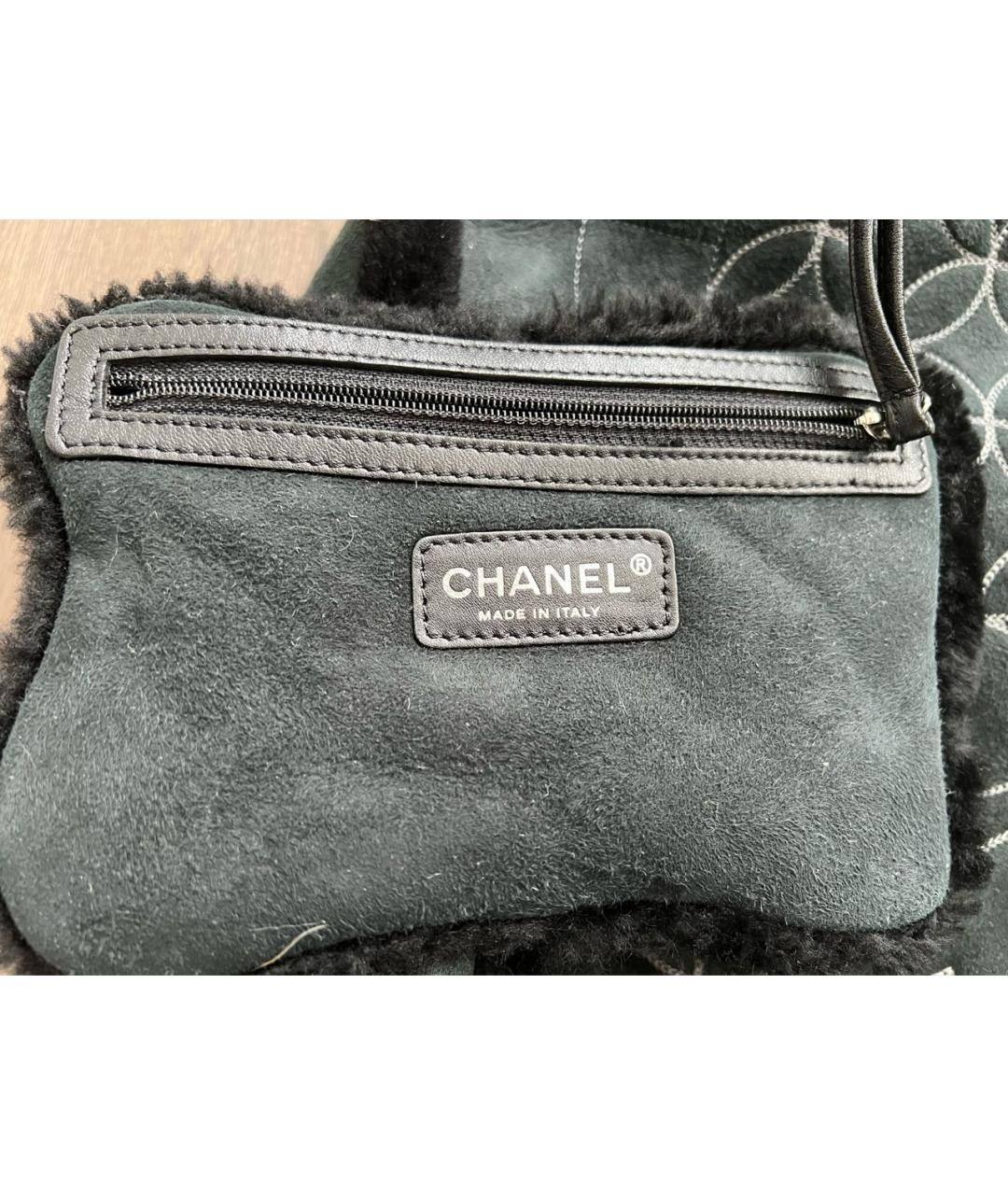 CHANEL Антрацитовая меховая сумка тоут, фото 2