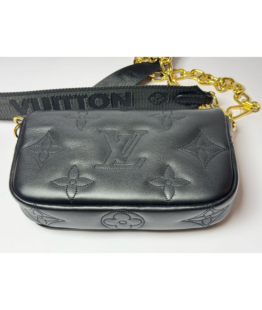 LOUIS VUITTON Черная кожаная сумка через плечо, фото 7