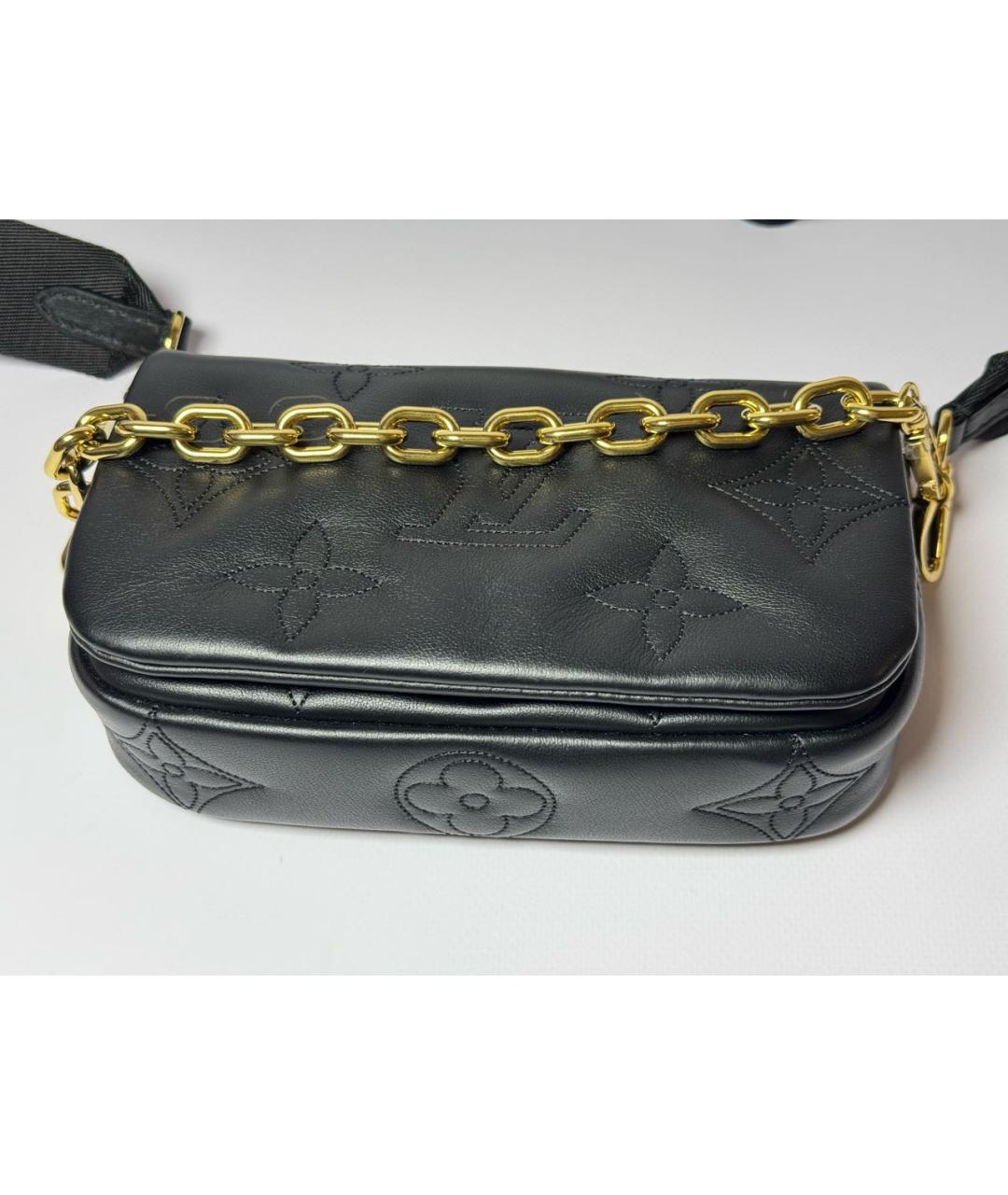 LOUIS VUITTON Черная кожаная сумка через плечо, фото 9
