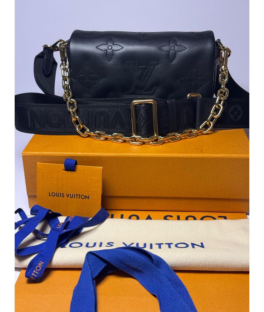 LOUIS VUITTON Черная кожаная сумка через плечо, фото 6