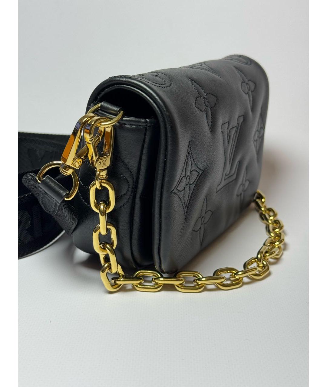 LOUIS VUITTON Черная кожаная сумка через плечо, фото 8