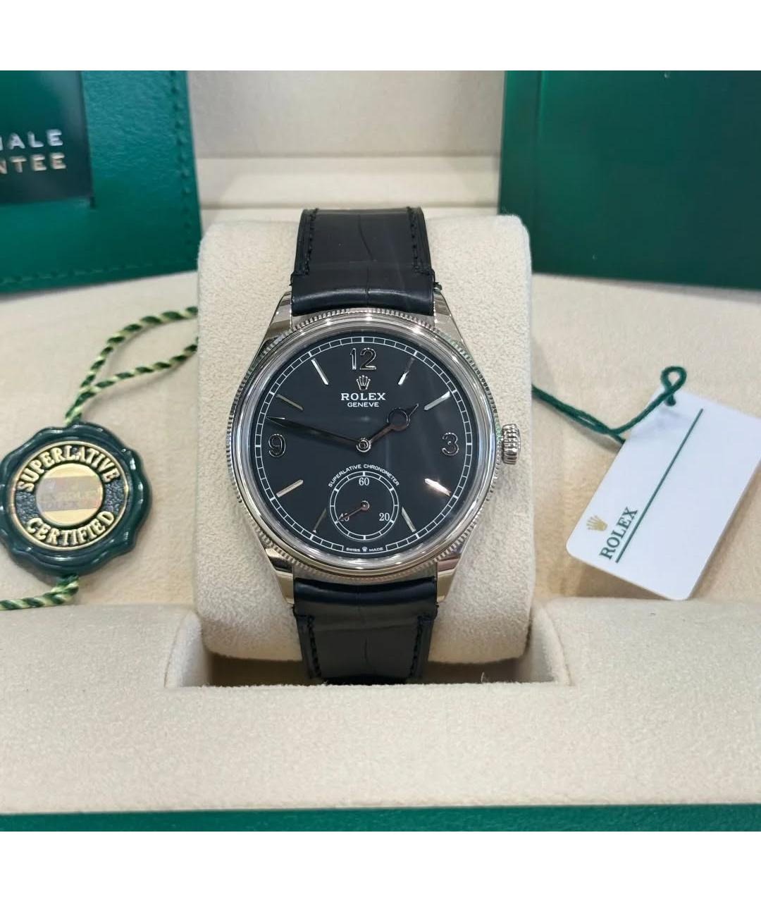 ROLEX Черные часы из белого золота, фото 2