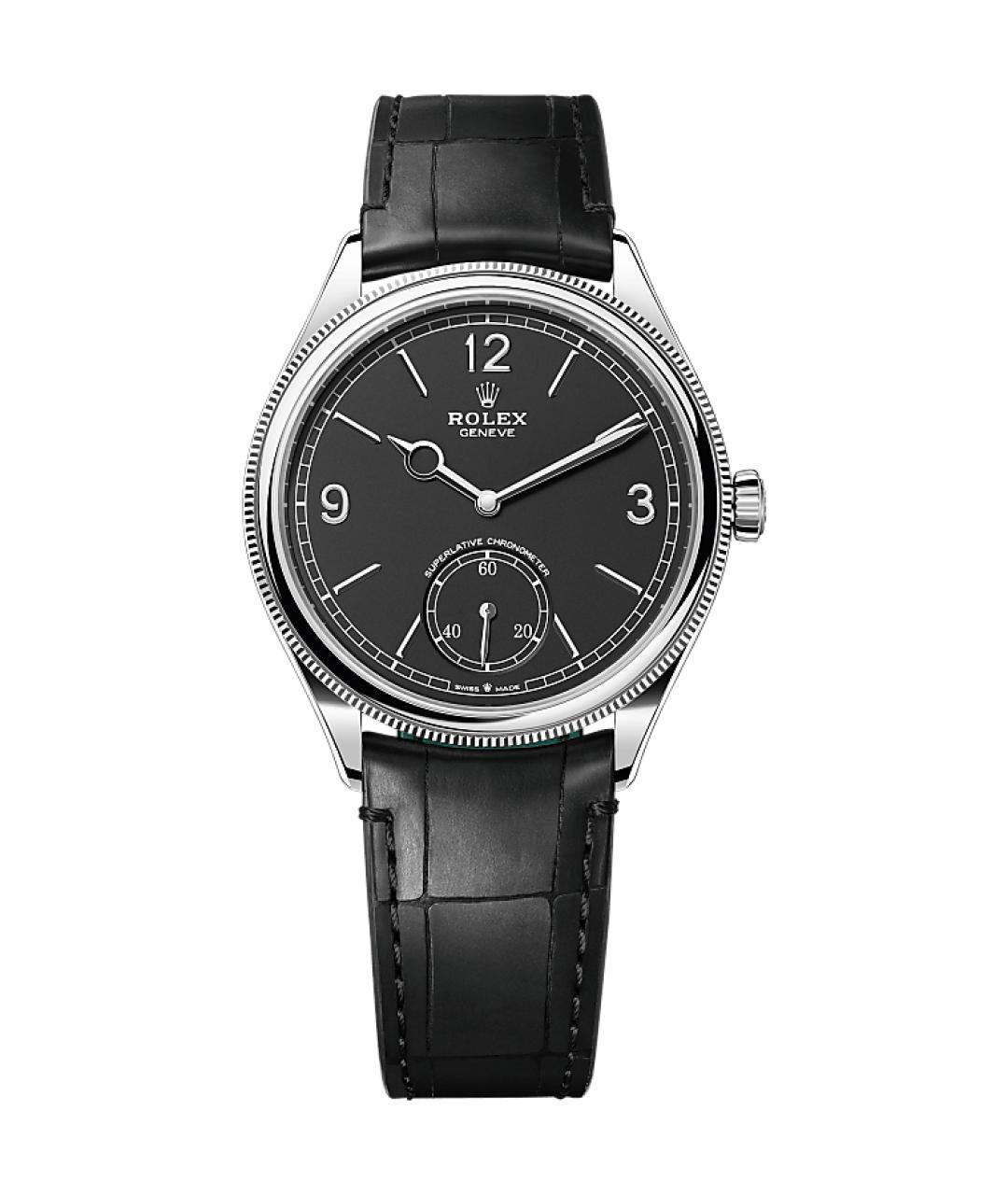 ROLEX Черные часы из белого золота, фото 1
